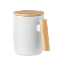 Taza Original de Porcelana y Madera Blanco