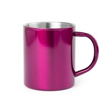 Taza personalizada de acero inoxidable con diseño bicolor Fucsia