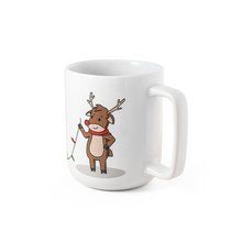 Taza con reno navideño Blanco