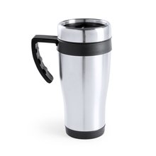 Taza térmica 450ml de acero inox. con asa Negro