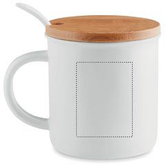 Taza 380ml con Tapa Bambú y Cuchara | Lateral Izquierdo