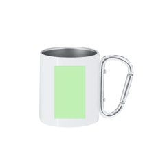 Taza de acero blanca con asa mosquetón 220ml | Area 4 | 35 x 60