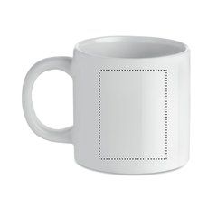 Taza blanca personalizable pequeña de 200 ml especial para sublimación | Lateral Izquierdo | 45 x 60