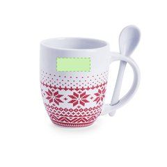 Taza invernal personalizable con cuchara  | En el lateral