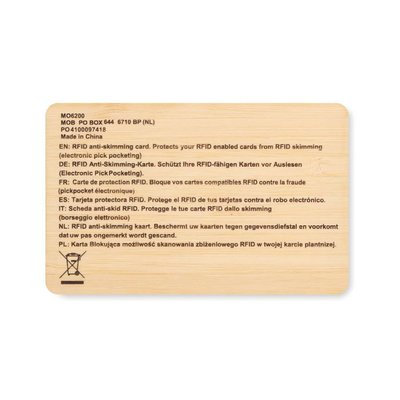 Tarjeta RFID Bambú Protección 2-3cm