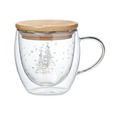 Taza 220ml Doble Pared Navideño Transparente