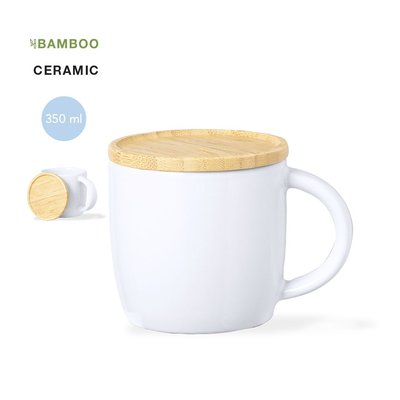 Taza 350ml Cerámica con Tapa Posavasos