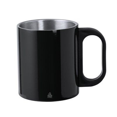 Taza Acero Doble Pared con Original asa PP Negra Neg