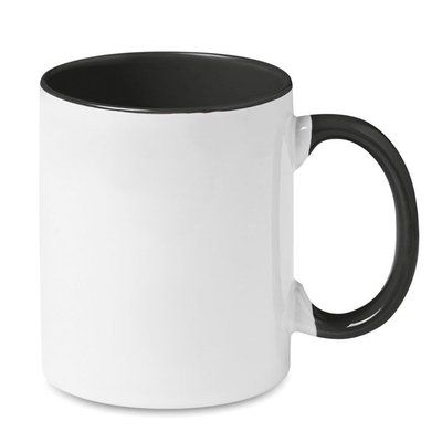 Taza blanca especial sublimación con interior a color 300 ml Negro