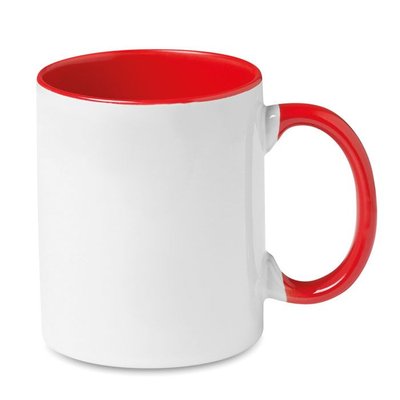 Taza blanca especial sublimación con interior a color 300 ml Rojo