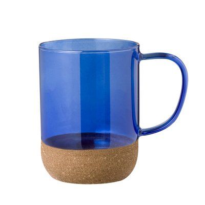 Taza Borosilicato/Corcho 450ml Azul