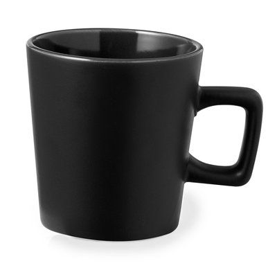 Taza Cerámica 300ml asa Cuadrada Neg