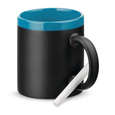 Taza cerámica 360 mL con tiza Azul Claro