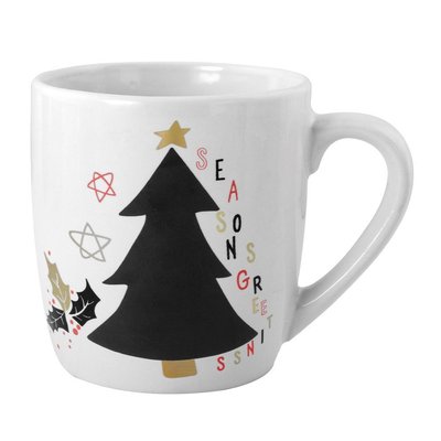 Taza Cerámica con Árbol Navideño de Pizarra