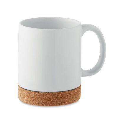 Taza Cerámica con Base de Corcho 280 ml Blanco