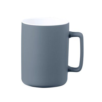 Taza Cerámica Bicolor Asa Recta 420ml Gri