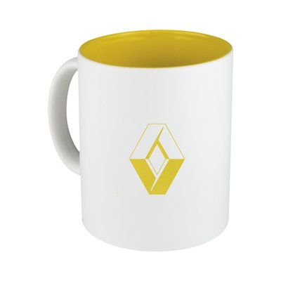 Taza Cerámica Blanca 350ml a Láser del Color Interior Amarillo