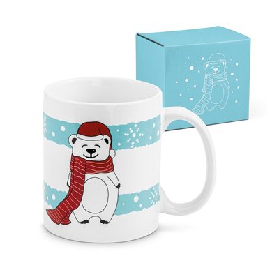 Taza cerámica de estampado navideño 350 mL con caja