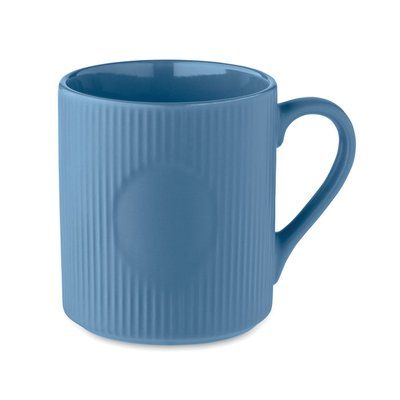 Taza de cerámica estriada mate Azul