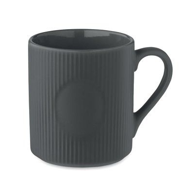 Taza de cerámica estriada mate Gris Piedra