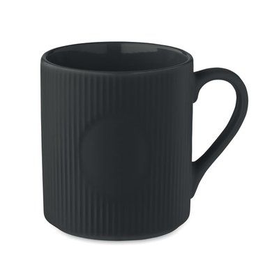 Taza de cerámica estriada mate Negro