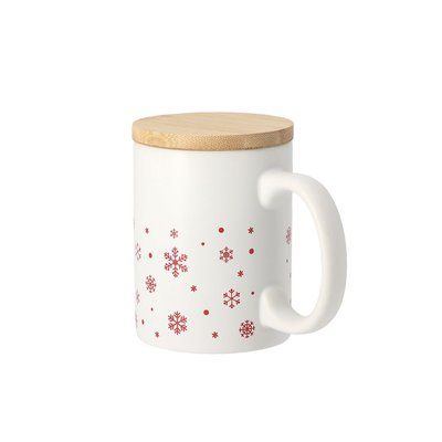 Taza copos de nieve con tapadera de bambú Bla