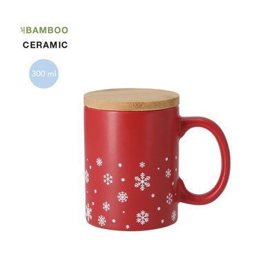 Taza copos de nieve con tapadera de bambú