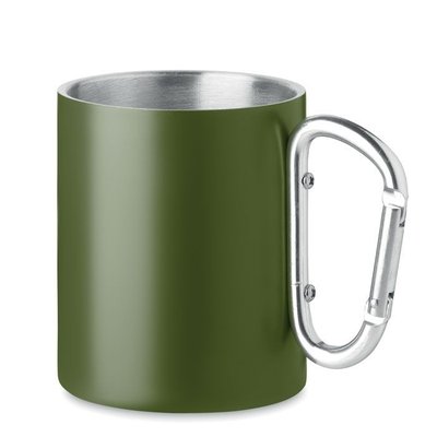 Taza Inox. Doble Pared y Asa Mosquetón Verde