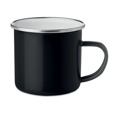 Taza Metal Esmaltado Vintage 350ml Negro