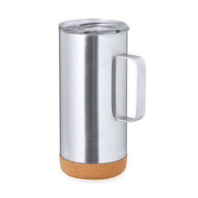 Taza Térmica de Acero Inox con Base de Corcho