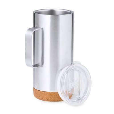 Taza Térmica de Acero Inox con Base de Corcho