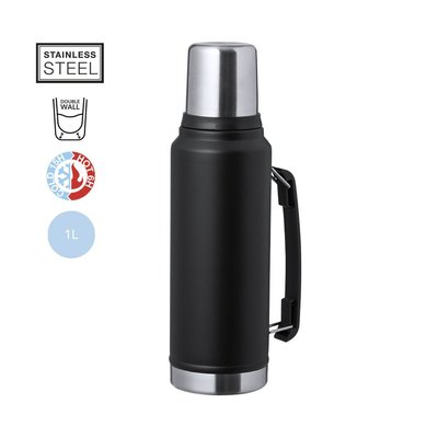 Termo de acero inox 1L con vaso y asa