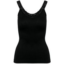 Top tirantes sin costuras con encaje Negro XL/XXL