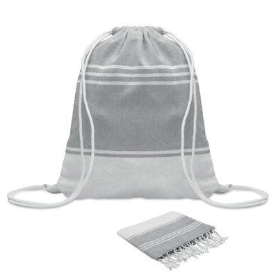 Toalla de playa con bolsa de cuerda Gris