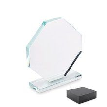 Trofeo de Cristal Octágono con base Transparente