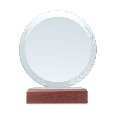 Trofeo Cristal Redondo base Madera