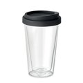 Vaso Cristal Doble Pared 350ml y Tapa