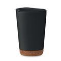 Vaso doble pared 300 ml con base de corcho Negro