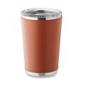 Vaso de doble pared 350 ml funda de piel sintética Marrón