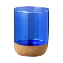 Vaso de cristal con base corcho 450 ml Azul