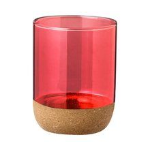 Vaso de cristal con base corcho 450 ml Roj