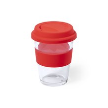 Vaso Cristal con Tapa Silicona Rojo