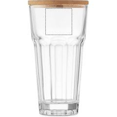 Vaso Cristal con Tapa Posavasos Bambú | Frontal Superior