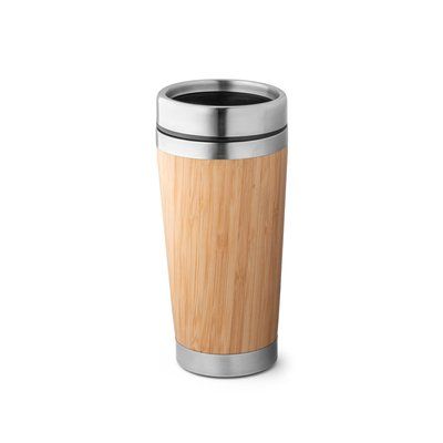 Vaso de acero inox y bambú 500 mL Natural