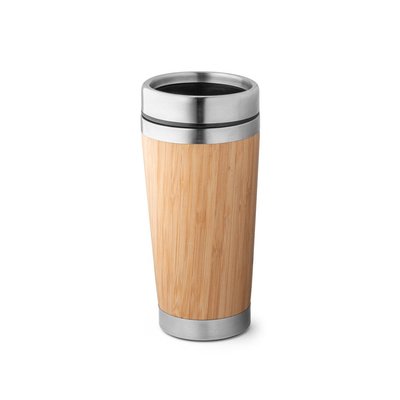 Vaso de acero inox y bambú 500 mL