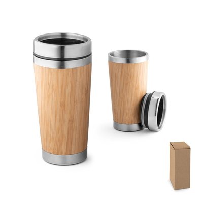 Vaso de acero inox y bambú 500 mL