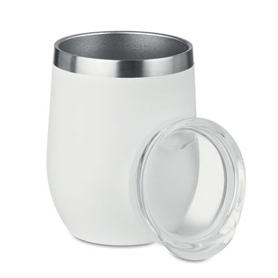 Vaso en acero inox. con tapa Blanco