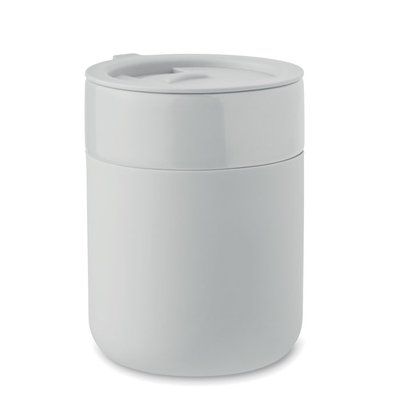 Vaso de cerámica 330 ml con funda y tapa Blanco