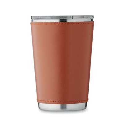 Vaso de doble pared 350 ml funda de piel sintética