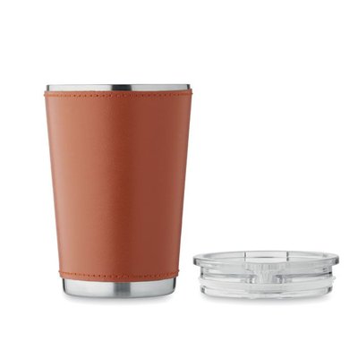 Vaso de doble pared 350 ml funda de piel sintética